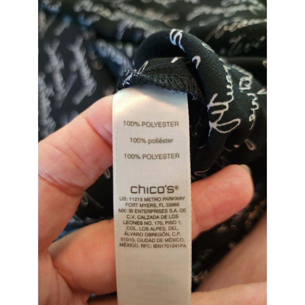 Chico's Womens 1 Black Blouse Top Script Print Career Artsy Office Literary - Picture 4 of 7